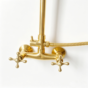 Ensemble de robinetterie de douche murale multifonction vintage avec doubles poignées croisées - Product Image 3