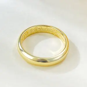 แหวนฮาโล่ ชุบทอง 18K แหวนแต่งงานสัญญาเงินแท้สําหรับผู้หญิง