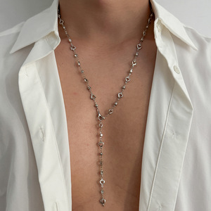 Collana lunga con ciondolo a forma di Y semplice per <span class=keywords><strong>uomo</strong></span> e donna catena <span class=keywords><strong>girocollo</strong></span> a catena a cuore HipHop 2025 nuovi gioielli alla moda - Product Image 1