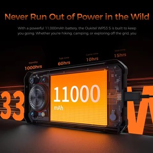 สำหรับ WP53 S โทรศัพท์มือถือสุดทนทาน Octa Core IP68 ลำโพงเสียงดัง 128dB แบตเตอรี่ 11000mAh ชาร์จเร็ว 18W หน่วยความจำ 16(4+12)GB ความจุ 128GB แรงทรงพลัง - Product Image 5