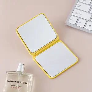 Tragbarer Mini Square ABS Kunststoff Klapp kompakt Benutzer definiert Ihr Logo Spiegel 1x 2x Vergrößerung Kosmetik spiegel