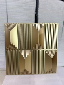 ZJ 50 * 50厘米3D凹槽设计室内木材木质覆层装饰聚氯乙烯3D墙板背景墙 - Product Image 4