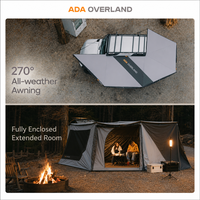 Auvent ADA Overland 270 degrés, imperméable, avec éclairage LED, pare-soleil autoportant pour camion, SUV, camping en plein air