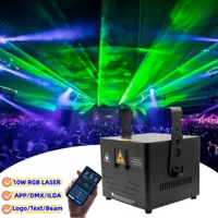 Laser RGB 10W avec application DMX512, contrôle sonore, IP33, effet faisceau d'animation, éclairage de scène pour spectacle laser, fête, karaoké, club, DJ, discothèque
