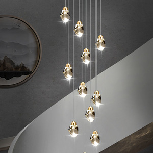 2023 nuovi lampadari a soppalco Duplex <span class=keywords><strong>Design</strong></span> lampade a sospensione per scale in cristallo moderne scale di lusso illuminazione a LED lampadari da <span class=keywords><strong>soggiorno</strong></span> - Product Image 4