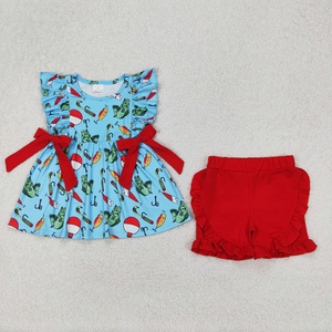 Vêtements pour tout-petits Longlv Boutique, ensemble de vêtements d'été pour bébé fille et garçon, imprimé poisson, spandex/coton, manches courtes - Product Image 2