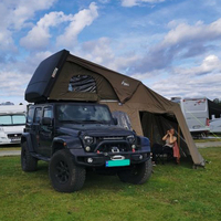 Tente de toit rigide pliable en toile imperméable avec échelle télescopique en aluminium, une chambre, pour 4x4 tout-terrain et expéditions.