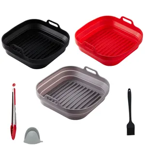 Offre Spéciale carré Air friteuse Pot réutilisable remplacement four insérer panier de cuisson alimentaire sûr Silicone Air friteuse doublure