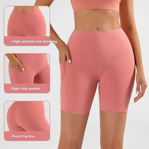 Shorts Deportivos <span class=keywords><strong>de</strong></span> Cintura Alta para <span class=keywords><strong>Mujer</strong></span>, con Control <span class=keywords><strong>de</strong></span> Abdomen, Bolsillo Lateral para Teléfono, Secado Rápido, Transpirables, Levanta Glúteos, Elásticos, para Yoga y Ciclismo - Product Image 3