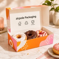 Boîte à donuts personnalisée en gros avec logo, boîte d'emballage pour pain et biscuits, boîte à donuts de qualité alimentaire biodégradable pour 2 ou 4 donuts, boîte à emporter pour la restauration