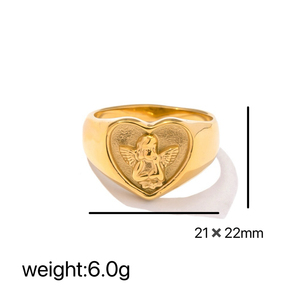 Nouvelle Tendance 2026 : Bague Simple pour Femme en Acier Inoxydable Plaqué Or 18K, Style Rétro Amour Ange, Glamour Industriel - Product Image 3