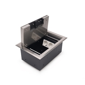 กล่องไฟฟ้าติดพื้นพร้อมฝาปิดสแตนเลสและเต้ารับไฟฟ้าคู่สำหรับติดตั้งในสำนักงาน - Product Image 4