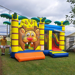Château gonflable multi-jeux avec toboggan, thème jungle lion, pour enfants, usage commercial. - Product Image 2