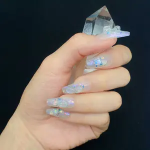 Offre Spéciale ongles en Quartz clair naturel pierre de guérison cristal puces ongles pour printemps femme cadeau