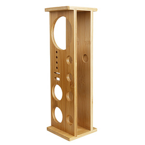 Wooden Cocktail Tool Organizer Rectangular With Circular Cutouts Standing Type <b>Portable</b> <b>Bar</b> Counter Storage Rack - Product Image 2