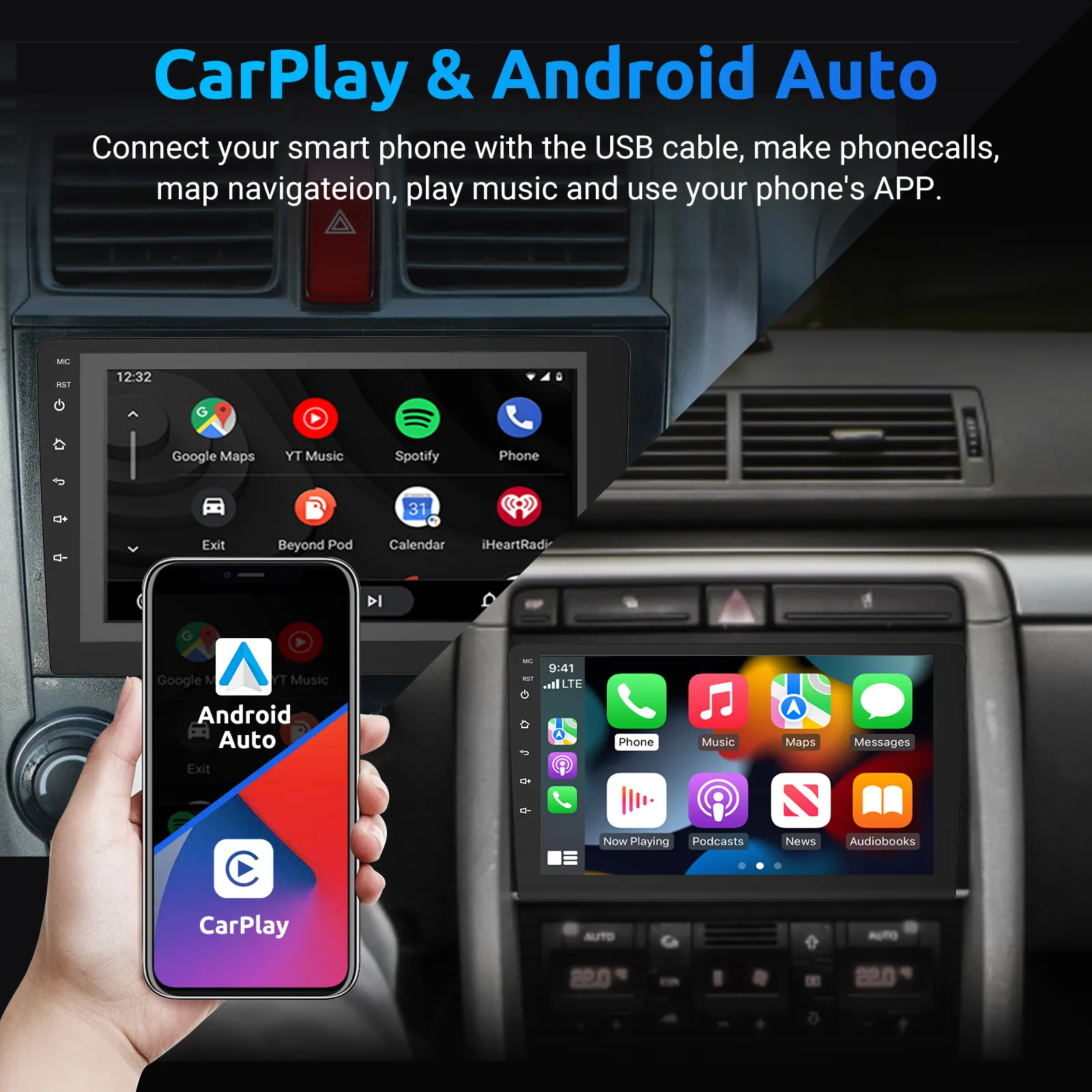 Touch screen 7/9/10 inch android car radio QLED/IPS 1280*720 2+32GB stereo Universal Gps Audio player 2DIN Multimedia Player