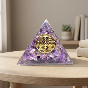 Amethyst Chips Shree Yantra Symbol Orgone Pyramid Energy Wholesale Crystal Crafts Gemstone Durable Handmade Figurine EMF - Product Image 1