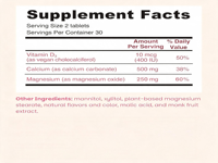 OEM Calcium & Magnésium 60 comprimés - Complément alimentaire quotidien pour la santé du cœur, des os, du système immunitaire et du cerveau - avec Vitamine D3