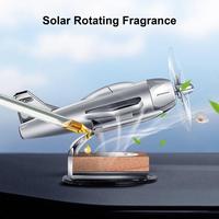 Diffuseur d'huiles essentielles pour voiture Avion solaire Diffuseur pour voiture Base en bois Diffuseur de parfum Aromathérapie Ornements