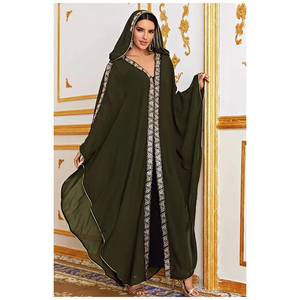 New Fashionable Muslim Hooded Ethnic Robe with Gold Trim, Breathable Women's Muslim <strong>Attire</strong> Middle East Dubai <strong>Turkey</strong> - Product Image 2