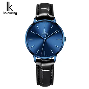 Женские брендовые часы IK COLOURING K023GA1, часы с кожаным ремешком и металлическим корпусом, аналоговые кварцевые повседневные модные женские часы