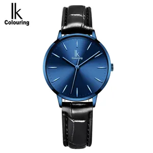 IK COLOURING K023GA1 Ladies Brands Watches Alloy Case Leather Strap Analog Quartz Casual Fashion Ladies Watch