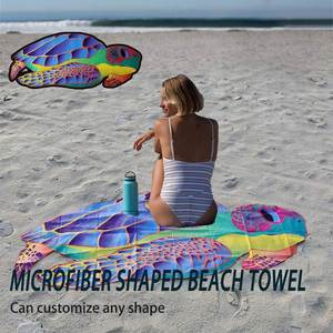 Serviette de plage en microfibre ronde, séchage rapide, sans sable, avec logo et sac personnalisés, vente en gros - Product Image 1