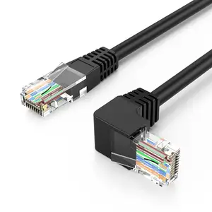 Custom CAT6 Ethernet Patch RJ45 LAN Cable Gigabit Network Cord 90 Degree Downward Angled,Bandwidth up to 250MHz 1Gbps