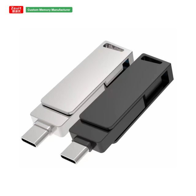 Free Laser Custom Logo Dual-Interface Rotating Type C 3.0 USB Key Thumb Memory Sticks 256GB USB-C Flash Drive for Android Phones