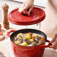 Oven aman dari aluminium, panci sup memasak makanan laut, Oven Belanda anti lengket