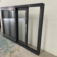 Fenêtre coulissante moderne sur mesure, horizontale, anti-effraction, insonorisée, avec cadre en aluminium, 3 rails, double vitrage en alliage d'aluminium