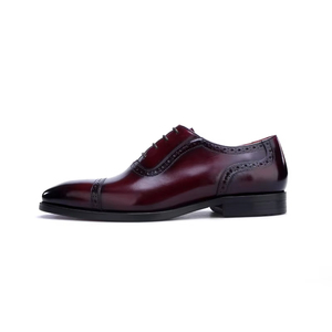 Chaussures Oxford en cuir véritable haut de gamme, style britannique, formelles, imperméables, respirantes, à lacets, pour hommes, bout pointu, fabriquées à la main - Product Image 4