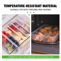 Boîte de rangement de conservation fraîche pour réfrigérateur de qualité alimentaire à six compartiments avec bouchon de ventilation