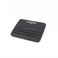 Dompet Kartu Kredit Kulit Asli Hitam dengan Logo Embossed dan Debossed Kustom Berkualitas Tinggi untuk Pria