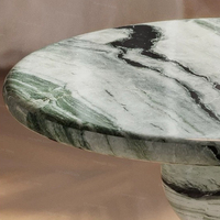 Table basse ronde moderne en marbre avec base à billes empilées, écologique, durable, de luxe, en pierre verte, meubles de salon