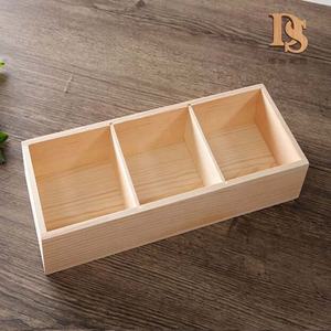 Jardinière à fleurs <span class=keywords><strong>en</strong></span> <span class=keywords><strong>bois</strong></span> naturel avec 3 séparateurs Rectangle sculpté Présentoir à bijoux de table multifonction pour articles divers - Product Image 6