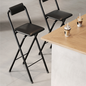 Tabouret de <span class=keywords><strong>Bar</strong></span> Pliable En Métal En Cuir Comptoir Cuisine Nordique Mobilier De Maison Moderne Tabourets Hauts En Bois Noir De Luxe Chaises Pliantes <span class=keywords><strong>Bar</strong></span> - Product Image 6