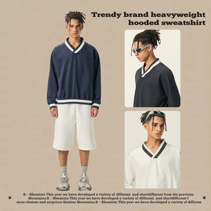 Pull court décontracté à col en V pour garçon, style preppy britannique, 380G, coton, inspiré du style Old Money - Product Image 4