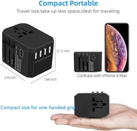 Soket Adaptor perjalanan Universal, soket Adaptor Global ponsel USB pengisi daya Cepat PD dengan 4USB dan 1 Tipe C