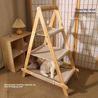 Structure d'escalade pour chat à 3 niveaux en sisal avec maisonnette intégrée, hamac balançoire, griffoir, échelle et jouet - Style mignon