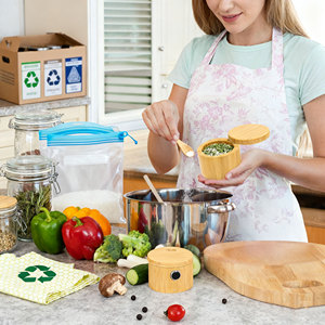 Gl Tre Tự Nhiên Bằng Gỗ Biểu Tượng Tùy Chỉnh Vòng Gia Vị Lưu Trữ Container Gia Vị Jar Hữu Cơ Tre Muối Hộp Với Nam Châm Xoay Nắp - Product Image 5