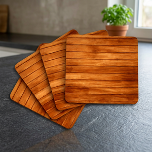 Juego de Posavasos Cuadrados de Madera de Mango, Hechos a Mano con Acabado Natural, Resistentes al Calor, Decoración para Mesa, Accesorios de Cocina - Product Image 1