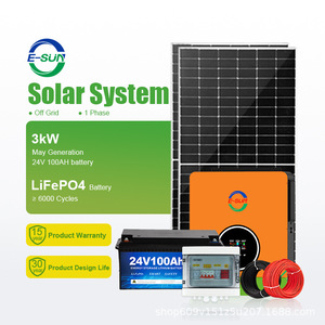 Système solaire E-Sun 3kW hors réseau, batterie LiFePO4 24V, usage commercial - Product Image 1