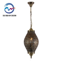Lampe suspendue vintage en fer forgé ajouré, style arabe, turc, marocain, dimmable, pour intérieur, usage commercial et domestique, bronze antique moyen