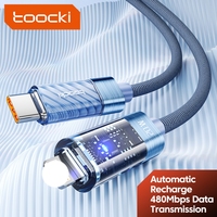Câble de charge Toocki efficace 20W C-L, synchronisation des données et transfert de charge 2-en-1 480 Mbps avec indicateur bleu pour la maison et la table de chevet