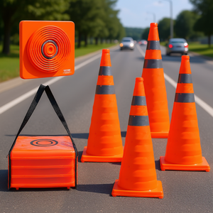 Vevor Lot de 4 cônes de sécurité réfléchissants de 28 pouces à base large, pliables, pour le contrôle de la circulation et les avertissements routiers - Product Image 2