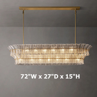 Lustre suspendu moderne de luxe de 54 pouces pour îlot de cuisine, salle à manger, verre transparent, linéaire