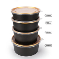 Bols en papier kraft jetables imperméables réutilisables de haute qualité, contenants écologiques pour sushis, aliments chauds/froids, salades - restauration rapide