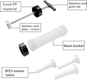 Juego de 3 jeringas de plástico para salchichas DIY, herramientas de cocina ecológicas, aptas para lavavajillas, para tubos de relleno manual de carne - Product Image 3