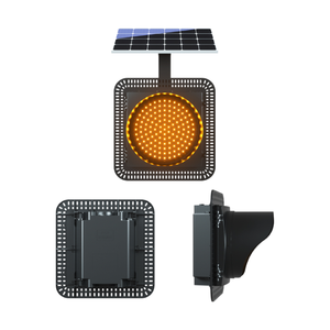 Produit d'avertissement de trafic à énergie solaire de feux de circulation LED jaunes de 300mm de qualité supérieure avec fonction clignotante pour la sécurité routière - Product Image 3